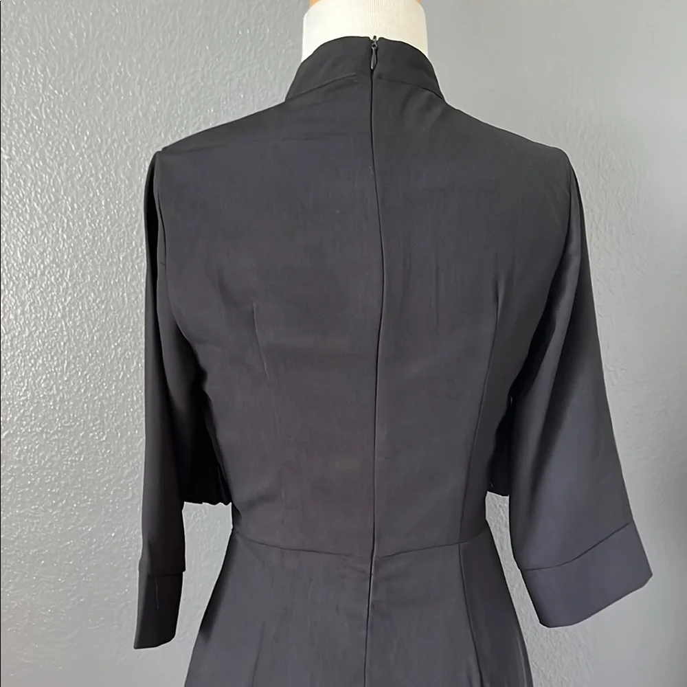PrettyLittleThing Black Sheath Dress with 3/4 Sleeves and Mock Neck - Picture 5 of 12